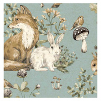 Cristiana Masi Deers and Bunnies Wallpaper -Blue 