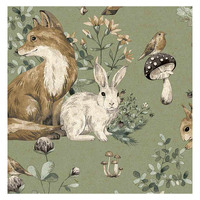 Cristiana Masi Deers and Bunnies Wallpaper -Green 