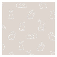 Cristiana Masi Rabbits Grey Wallpaper -Beige  