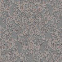 Grey/Rose Gold Textured Damask