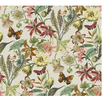 Light Taupe & Coral Butterfly House Wallpaper