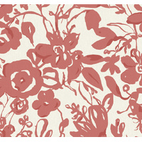 Coral Brushstroke Floral Wallpaper