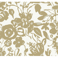 Gold Brushstroke Floral Wallpaper