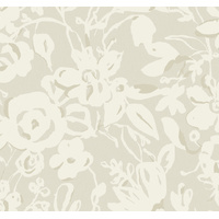 Taupe Brushstroke Floral Wallpaper