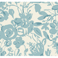 Aqua Brushstroke Floral Wallpaper