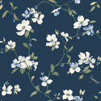 Navy Dogwood Wallpaper