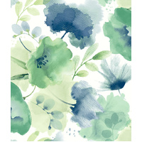 Blue & Green Watercolor Bouquet Wallpaper