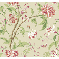 Cream & Coral Teahouse Floral Wallpaper