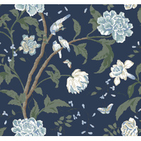 Navy Teahouse Floral Wallpaper