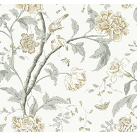 Neutral Teahouse Floral Wallpaper