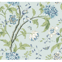 Light Blue Teahouse Floral Wallpaper