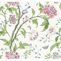 White & Blush Teahouse Floral Wallpaper