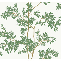 White & Green Lunaria Silhouette Wallpaper