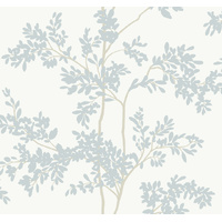 White & Cloud Blue Lunaria Silhouette Wallpaper