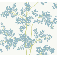 White & Aqua Lunaria Silhouette Wallpaper