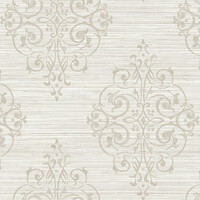 Medallion on Grass Weave Textured Wallpaper