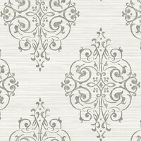 Medallion on Grass Weave Textured Wallpaper